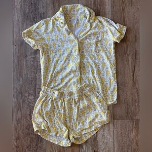 Roller Rabbit Yellow and White Monkey Pajama Set XXS